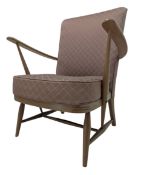 ERCOL - MID CENTURY BEECH AND ELM ARMCHAIR