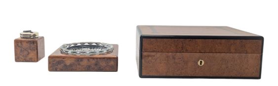 TRIADE, FRANCE - BIRD'S EYE MAPLE HUMIDOR T/W ASHTRAY & LIGHTER