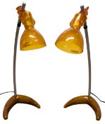 PAIR OF ITALIAN EUROSTILE VINTAGE ORANGE PLASTIC ATOMIC DESK LAMPS