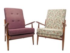 SCANDART - PAIR OF TEAK FRAMED ARMCHAIRS