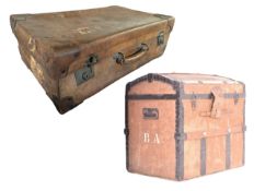 GEORGE PERRY OF DUBLIN & INSALL OF BRISTOL - TRAVEL TRUNK AND A LEATHER SUITCASE