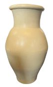 LARGE MODERN DESIGNER WHITE GLAZED TERRACOTTA AMPHORA PLANTER