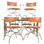 LARGE RETRO 20TH CENTURY CUSTOM-MADE DINING TABLE AND SIX CHAIRS