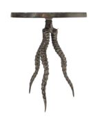 CONTEMPORARY DESIGN CHROME & MIRROR KUDU ANTLERS SIDE TABLE
