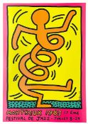 KEITH HARING 1983 POSTER (PINK) FOR MONTREUX JAZZ FESTIVAL
