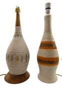 NEAR PAIR OF RETRO MID-CENTURY CHALKWARE TABLE LAMPS