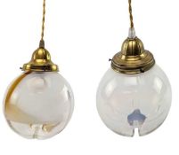 PAIR OF ITALIAN MAZZEGA GLASS FACTORY MID CENTURY VENETIAN GLASS CEILING PENDANT LIGHTS