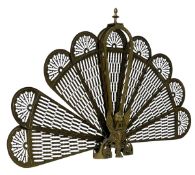 EARLY 20TH CENTURY BRASS PEACOCK FOLDING FIRE SCREEN