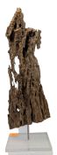 MODERN ART DRIFTWOOD PANEL SCULPTURE ON STAND