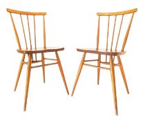 ERCOL - TWO MID CENTURY BEECH & ELM DINING CHAIRS