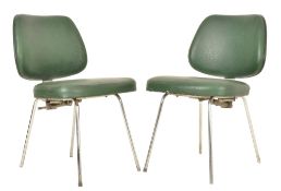 PAIR OF MID CENTURY VINYL & CHROME HAIRDRESSER ADJUSTABLE CHAIRS