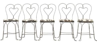 SET OF SIX AMERICAN ICE-CREAM PARLOR CHAIRS WITH PADS