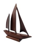20TH CENTURY BELIZE CARVED TEAK SAILING BOAT
