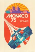 GRAND PRIX MONACO MAY 1975 LITHOGRAPHIC POSTER