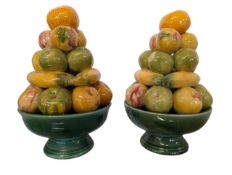 PAIR OF VINTAGE PORTUGUESE MAJOLICA FRUIT BOWL CENTREPIECES