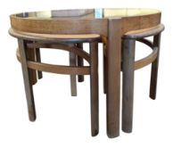 NATHAN FURNITURE - TRINITY - MID CENTURY TEAK & GLASS NEST OF TABLES