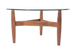 HERBERT GIBBS - MID CENTURY TEAK & GLASS TOP COFFEE TABLE