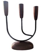 LUTHJE - MID CENTURY 1960S DANISH TEAK & IRON CANLESTICK