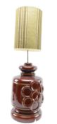VINTAGE MID CENTURY 1960S FLOWER POWER BROWN CERAMIC WEST GERMAN STYLE LAMP