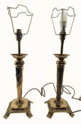 PAIR OF FRENCH EMPIRE STYLE 20TH CENTURY GILT METAL DESK LAMPS