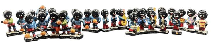 ROBERTSON'S GOLLY POTTERY MUSICIANS & PLASTIC FOOTBALL PLAYERS FIGURINES