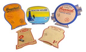 TOBACCIANA / PIPE DISPLAYS - FIVE EARLY TO MID CENTURY DIE-CUT SHOWCARDS