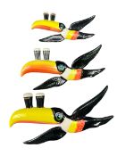 GUINNESS - CARLTON WARE - SET OF THREE VINTAGE CERAMIC GRADUATING WALL DECORATIVE TOUCANS