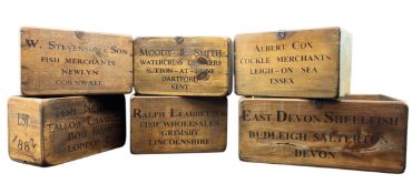 COLLECTION OF FIVE MODERN ADVERTISING STORAGE CRATES