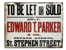 EDWARD T. PARKER ESTATE AGENTS - ENAMEL ADVERTISING SIGN