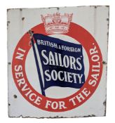 BRITISH & FOREIGN SAILORS' SOCIETY VINTAGE ENAMEL SIGN