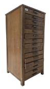 CIRCA 1920S OAK 12 DRAWERS SPECIMEN SHOP DISPLAY PEDESTAL CHEST