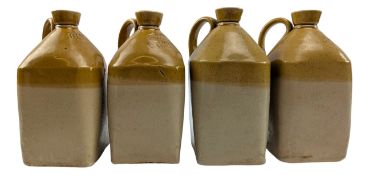 SET OF FOUR 19TH CENTURY STONEWARE SPIRITS FLAGONS