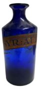 19TH CENTURY VICTORIAN GLASS CHEMIST'S / APOTHECARY BOTTLE WITH PAINTED LABEL