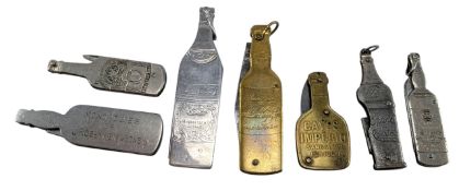 BREWERIANA - SEVEN VINTAGE ADVERTISING PENKNIVES IN THE FORM OF BOTTLES