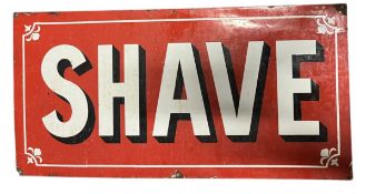 SHAVE - POINT OF SALE / BARBERSHOP ADVERTISING ENAMEL SIGN