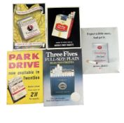 TOBACCIANA - MIXED SELECTION OF FIVE ADVERTISING SHOWCARDS