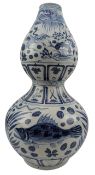 LARGE CHINESE YUAN STYLE BLUE AND WHITE DOUBLE GOURD VASE 青花鱼藻纹葫芦瓶