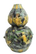 CHINESE POTTERY DOUBLE GOURD VASE WITH 'BAGUA' MOTIF 八卦葫芦瓶