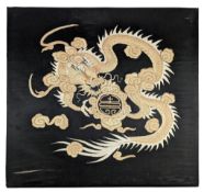 20TH CENTURY JAPANESE RELIEF EMBROIDERY DRAGON WALL HANGING 20世纪日本刺绣
