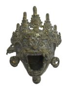 19TH CENTURY TIBETAN MAHAKALA MASK CENSER 西藏 大黑天面具铜香炉