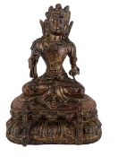 19TH CENTURY TIBETAN BRONZE FIGURE OF VAJRASATTVA 19世纪 金刚薩埵菩萨
