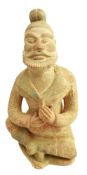 CHINESE POTTERY FIGURE OF A BEARDED MAN 唐 陶胡人俑