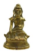 19TH CENTURY BURMESE BRASS BUDDHA FIGURE 19世纪缅甸黄铜佛坐像