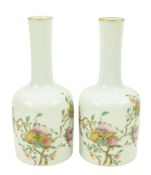 PAIR OF REPUBLICAN FAMILLE ROSE PORCELAIN BOTTLE VASES 民国粉彩石榴瓶一对