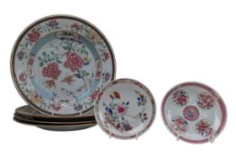 FOUR 18TH CENTURY QING DYNASTY EXPORT FAMILLE ROSE CHAGERS