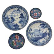FOUR CHINESE QING BLUE & WHITE GINGER JARS & SAUCERS 清 青花瓷四件