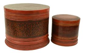 LARGE 19TH CENTURY BURMESE LACQUERED SPLIT BAMBOO SHAN BETEL BOX