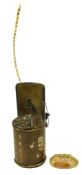 QING DYNASTY WOOD AND BRASS TOBACCO PIPE WITH MOF DECORATION & A STONE PAPERWEIGHT