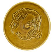 CHINESE BROWN GLAZED DRAGON BOWL 黄釉龙纹盌