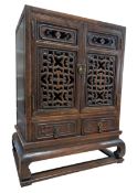 HUANGHULI WOOD OPEN WORK TABLE CABINET 黄花梨双门桌柜
